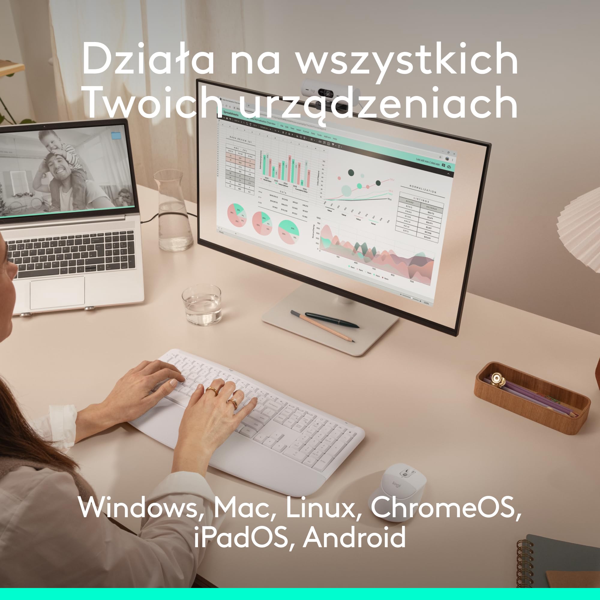 Logitech Signature Comfort Plus M850 L, bezprzewodowa mysz, mysz Bluetooth z poduszką na dłoń, bezdźwięcznymi kliknięciami, 24-miesięczną baterią, konfigurowalnymi przyciskami,Windows,Mac, iPad -Biały