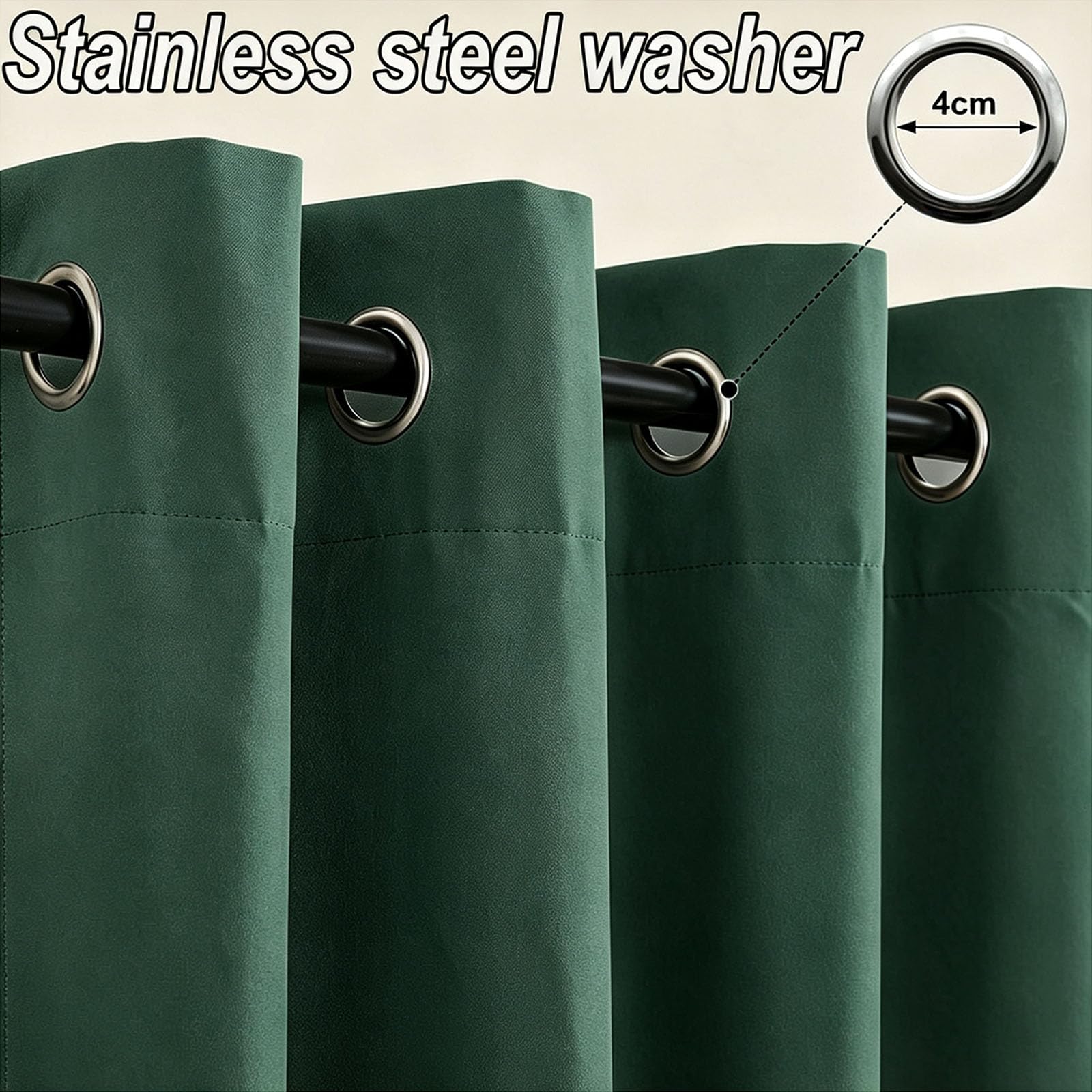 Outdoor Vorhang 166 x 264 cm Benutzerdefinierte Größe Outdoor Vorhang Wasserdicht Wetterfest Blickdicht mit Ösen Wetterfest mit Ösen für Garten Balkon, Dunkelgrün