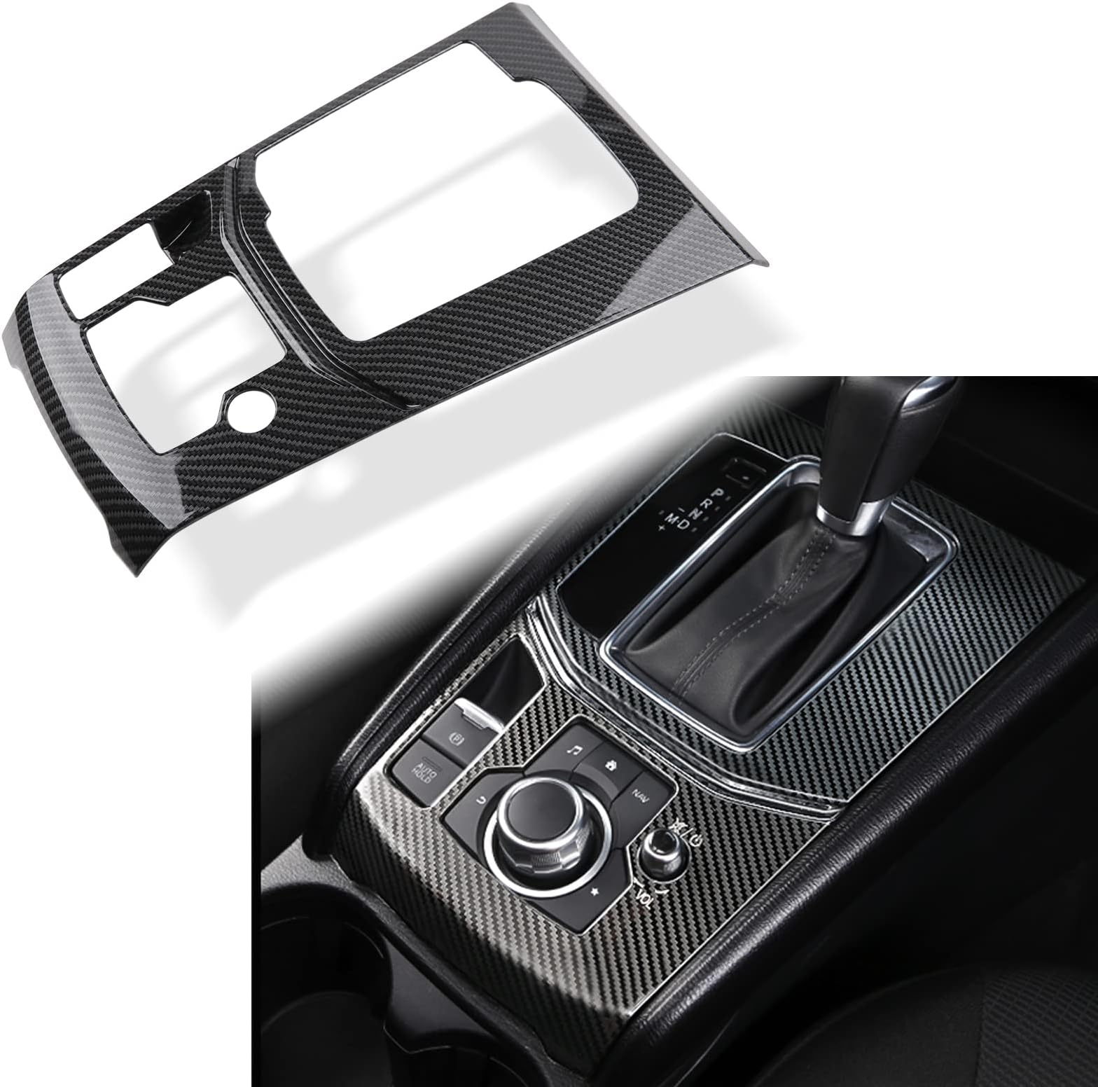 Compatible with Mazda CX-5 2025 2024 2023 2022 2021 2020 2019 2018 2017 Accessories Car Center Console Cover Gear Panel Gear Shift Knob Cover Trims Frame -ABS Carbon Fiber Style
