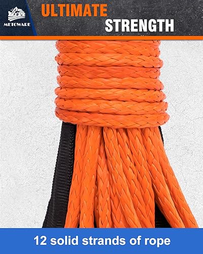 Miniatura 2 de METOWARE Kit de cuerda de cabrestante sintética, línea de cable de cabrestante de 14 pulgadas x 50 pies, 10,000 libras con gancho de funda