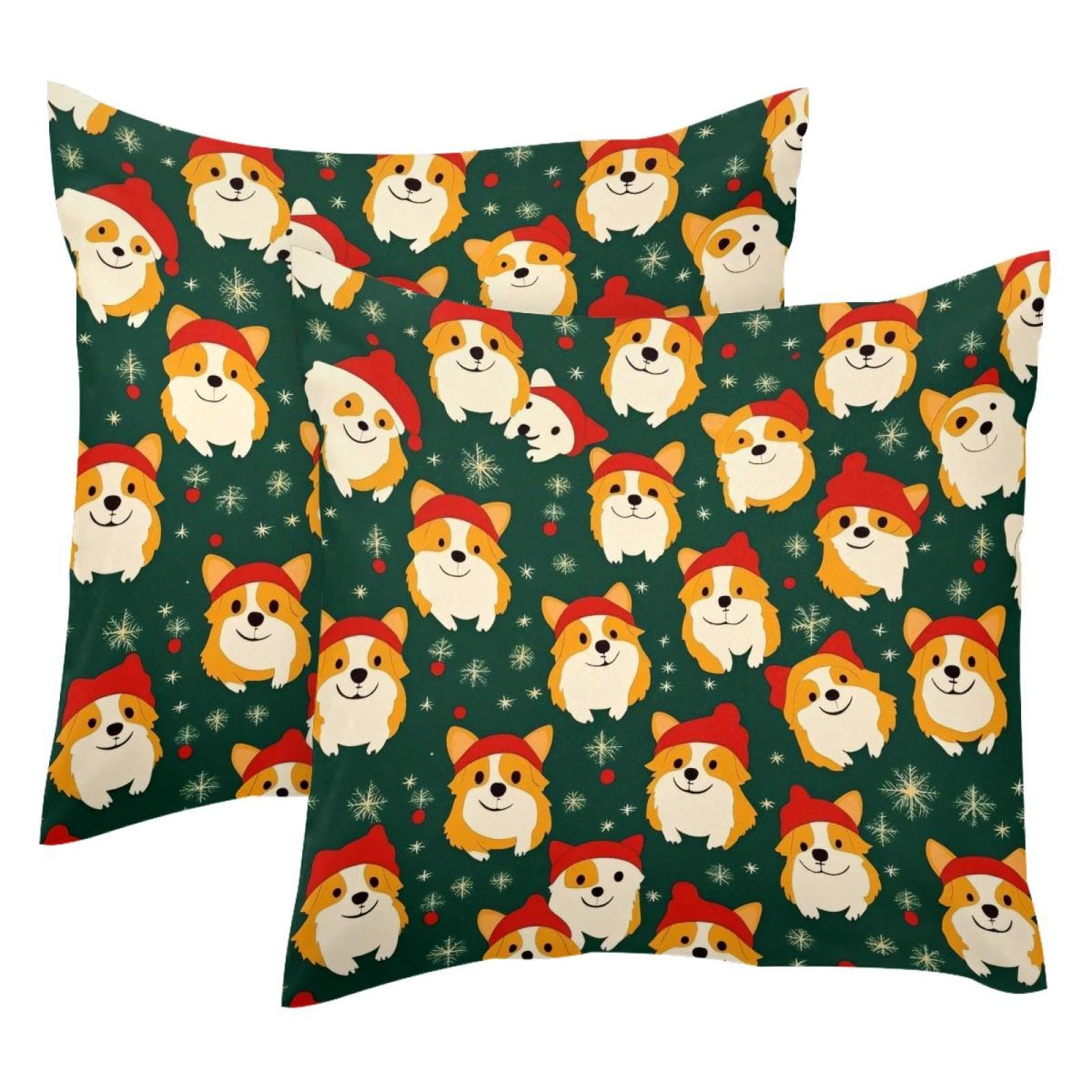 Housses coussin velours Corgi Noël 50x50 pour changer de déco