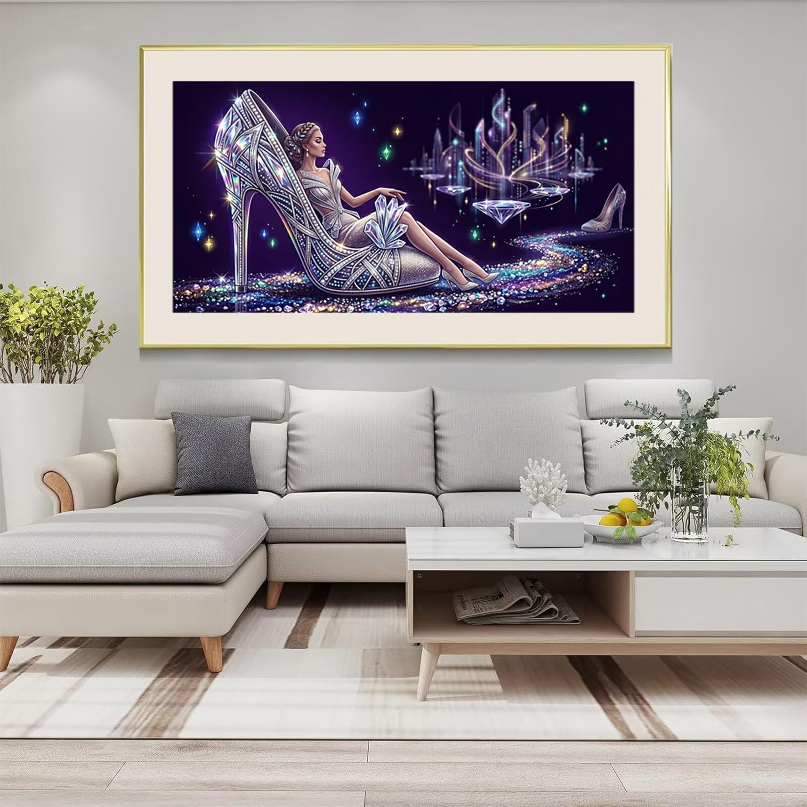 Diamond Painting High Heel Diamond Painting Erwachsene Groß XXL Frau, 5D Full Eckige Steine Drill Diamanten Malen Nach Zahlen, DIY Set Kreativ Set für Erwachsene Home Decor Wanddeko 80x160cm, Cod-856