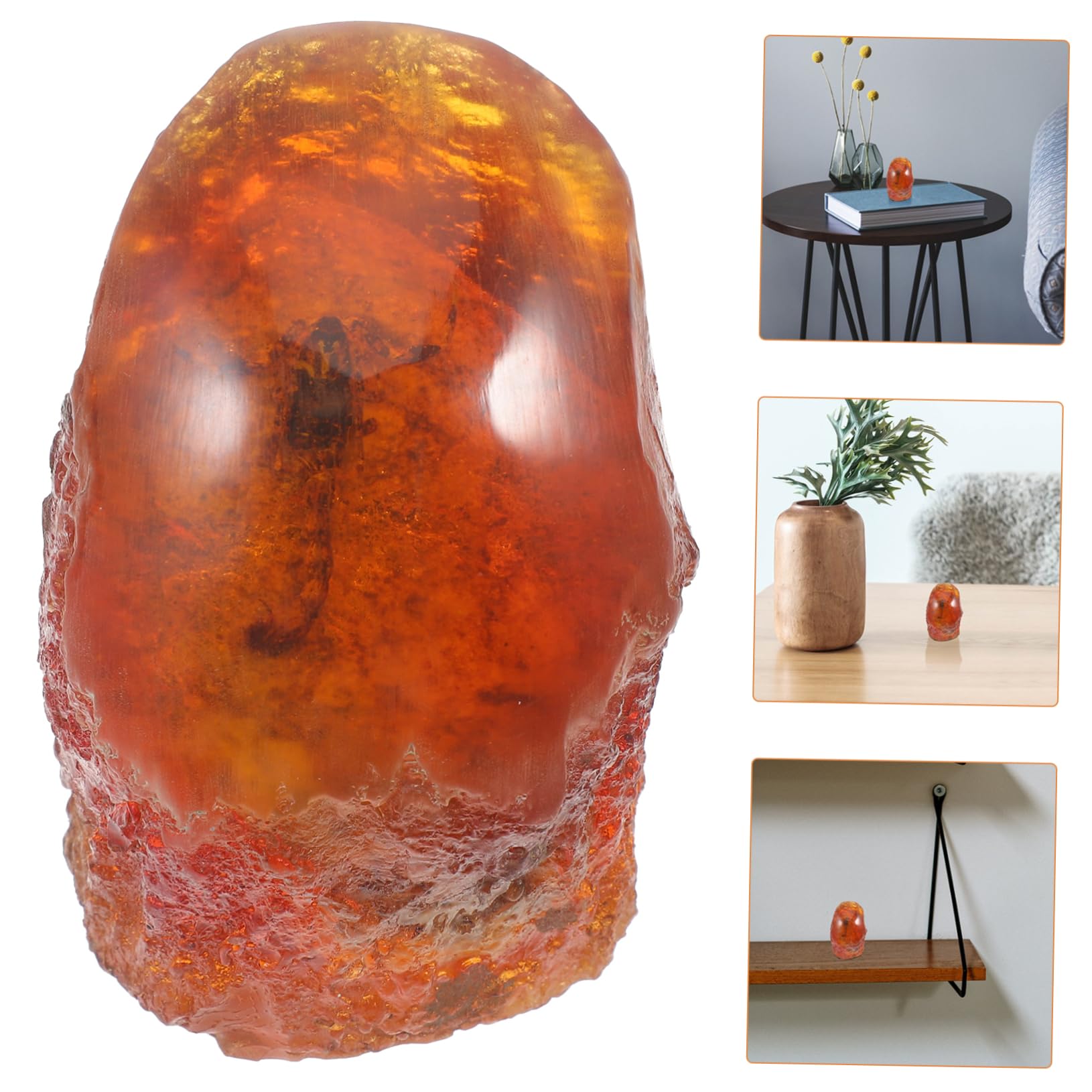 Espécimen de Insecto Ámbar de Resina Piedra Natural Decorativo Portátil para Decoración de Oficina y Hogar Diseño Elegante y Creativo