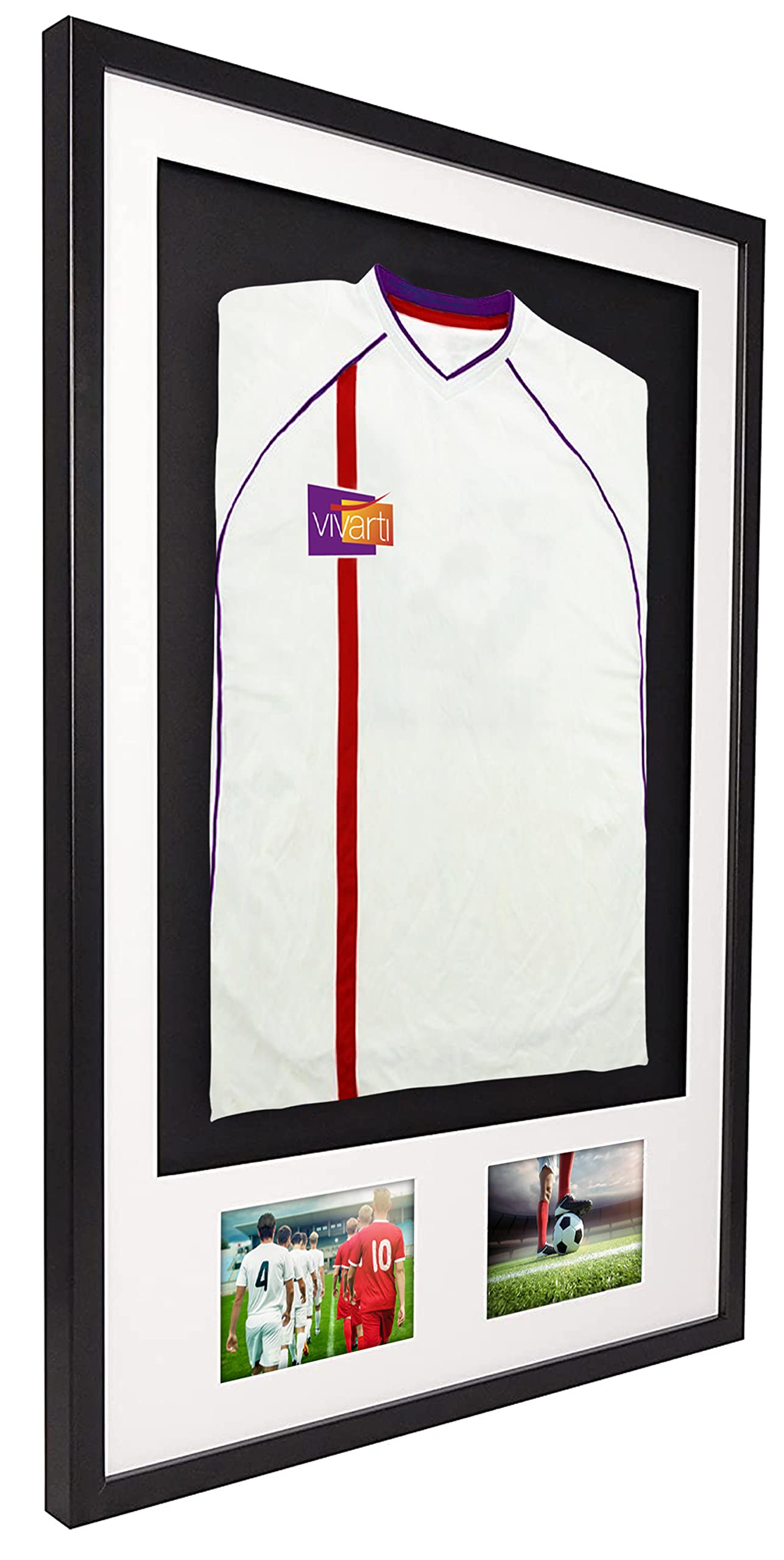 Vivarti fai da solo Adulto 3D montato - Doppia apertura Sport Camicia Display Telaio 61 x 91.5cm - Telaio nero, Monte bianco, Nero Backing Card