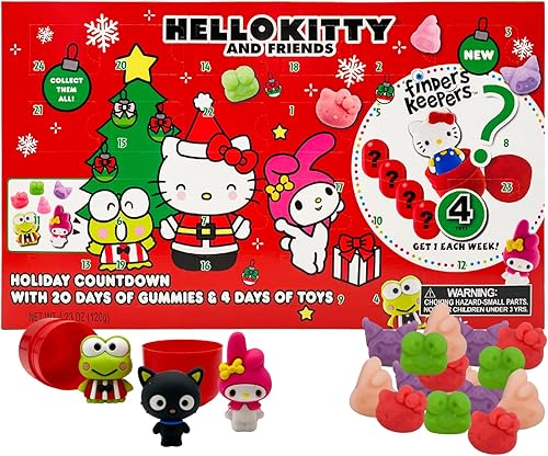 Hello Kitty Finders Keepers Calendario de Adviento cuenta regresiva 2022 para Navidad con caramelos y juguetes de goma 24 días
