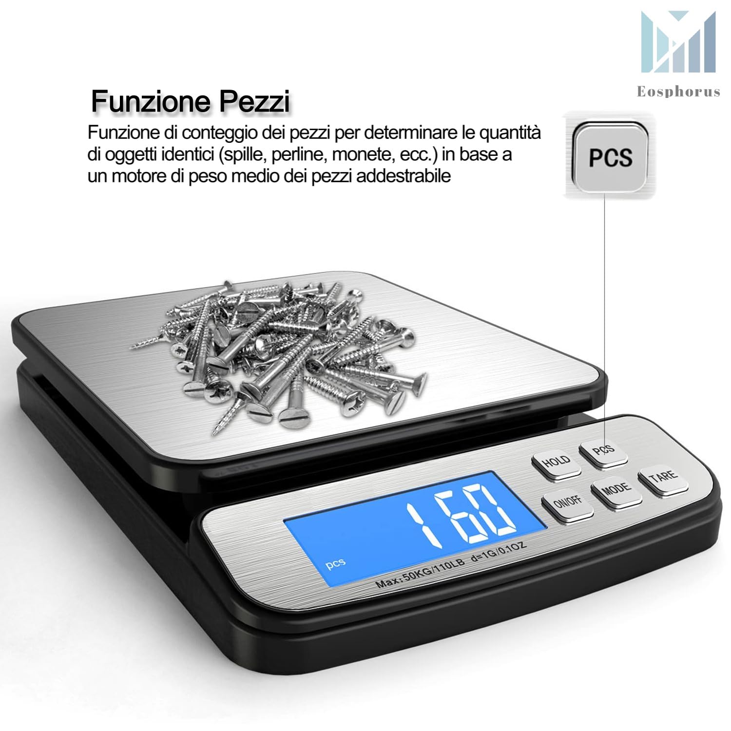 Bilancia Pesapacchi Postale Digitale 50kg Professionale in Acciaio Inox
