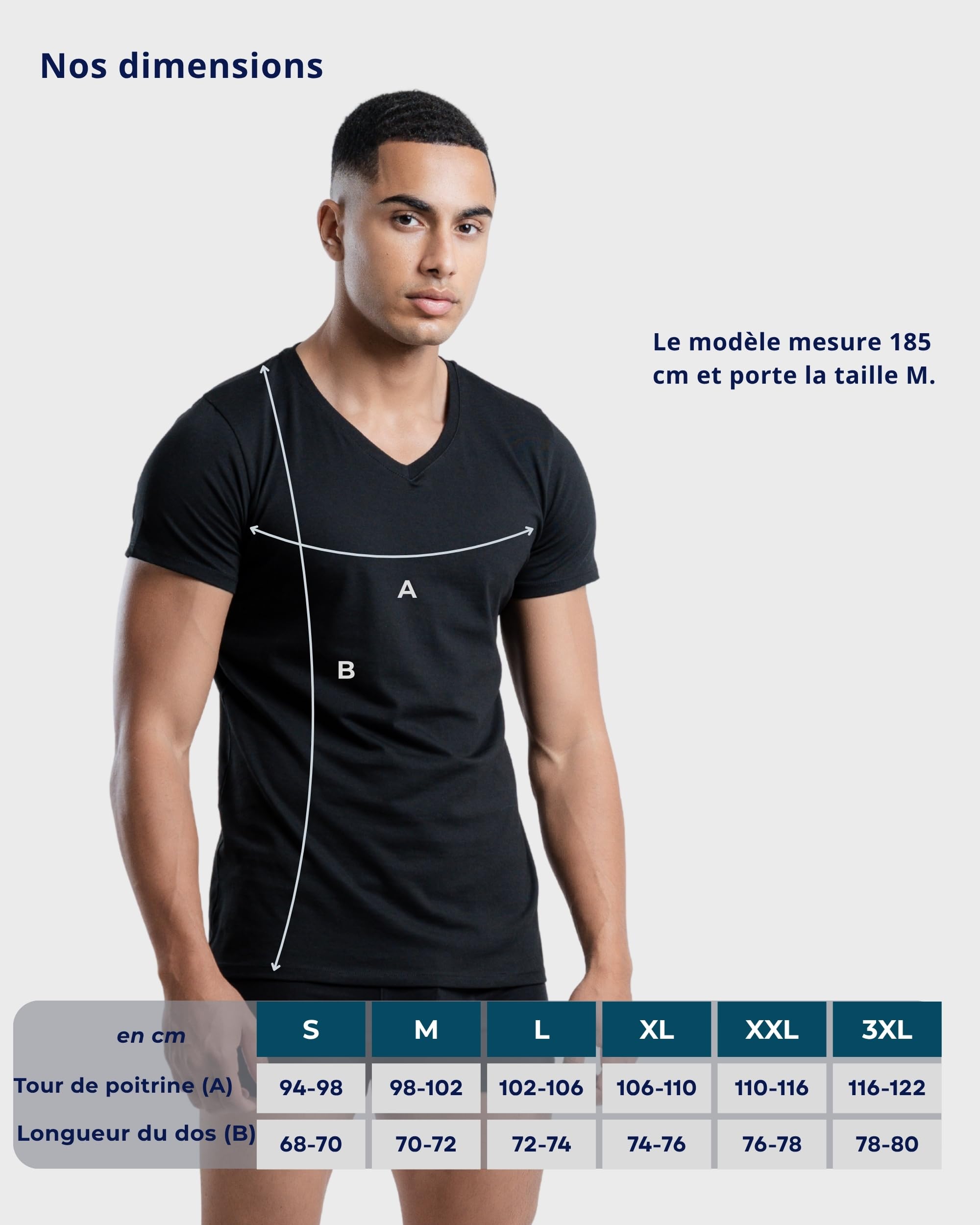 SKIPPER Lot de 3 T-Shirts Homme Stretch Col V Pack Mixte Blanc Noir Beige – Maillots de Corps Slim Fit en Coton Stretch, Respirants et Confortables S-3XL