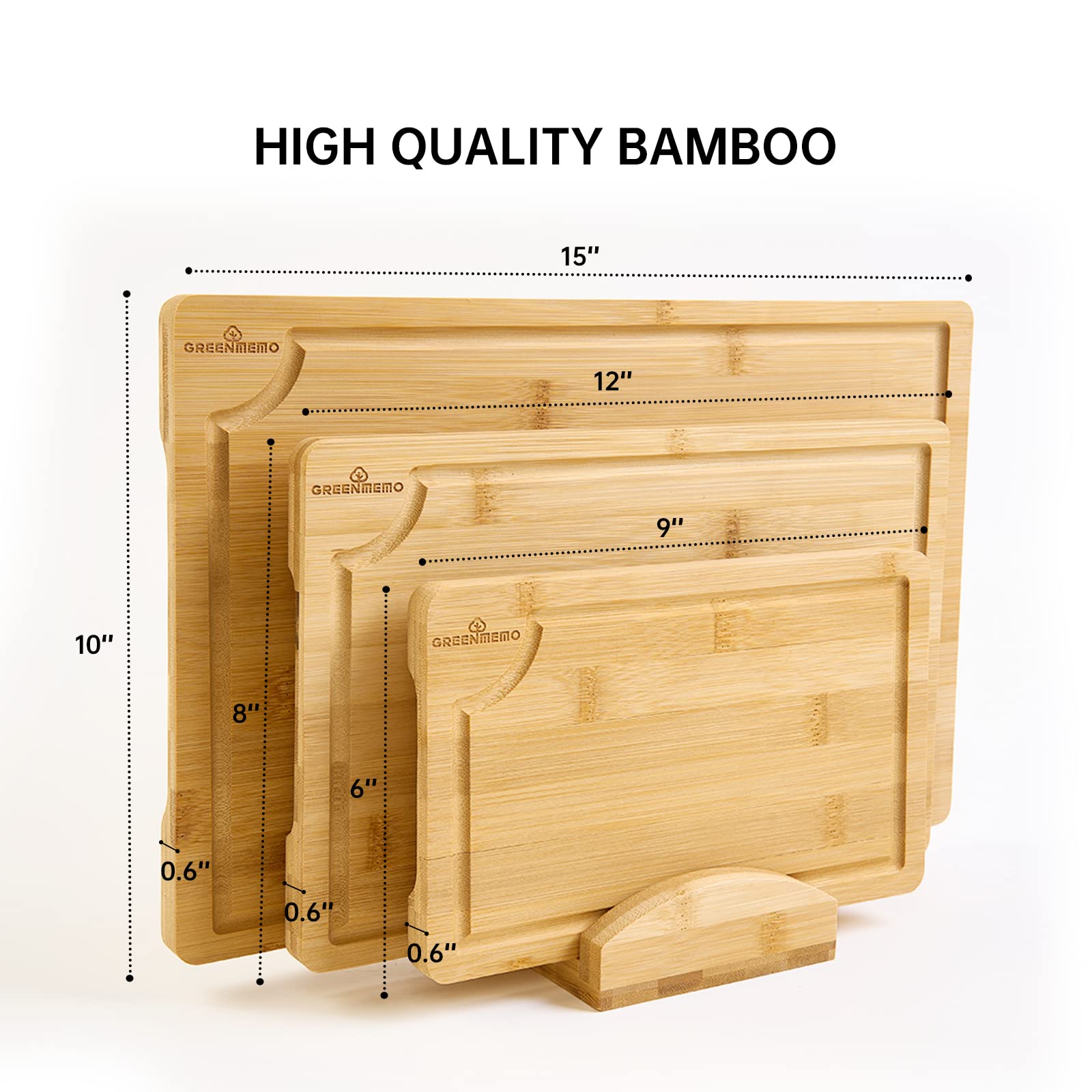 Tablas de cortar de bambú para cocina, tabla de cortar de madera con soporte, juego de tablas de cortar de bambú reversible con ranuras de jugo para carne, queso, frutas y verduras