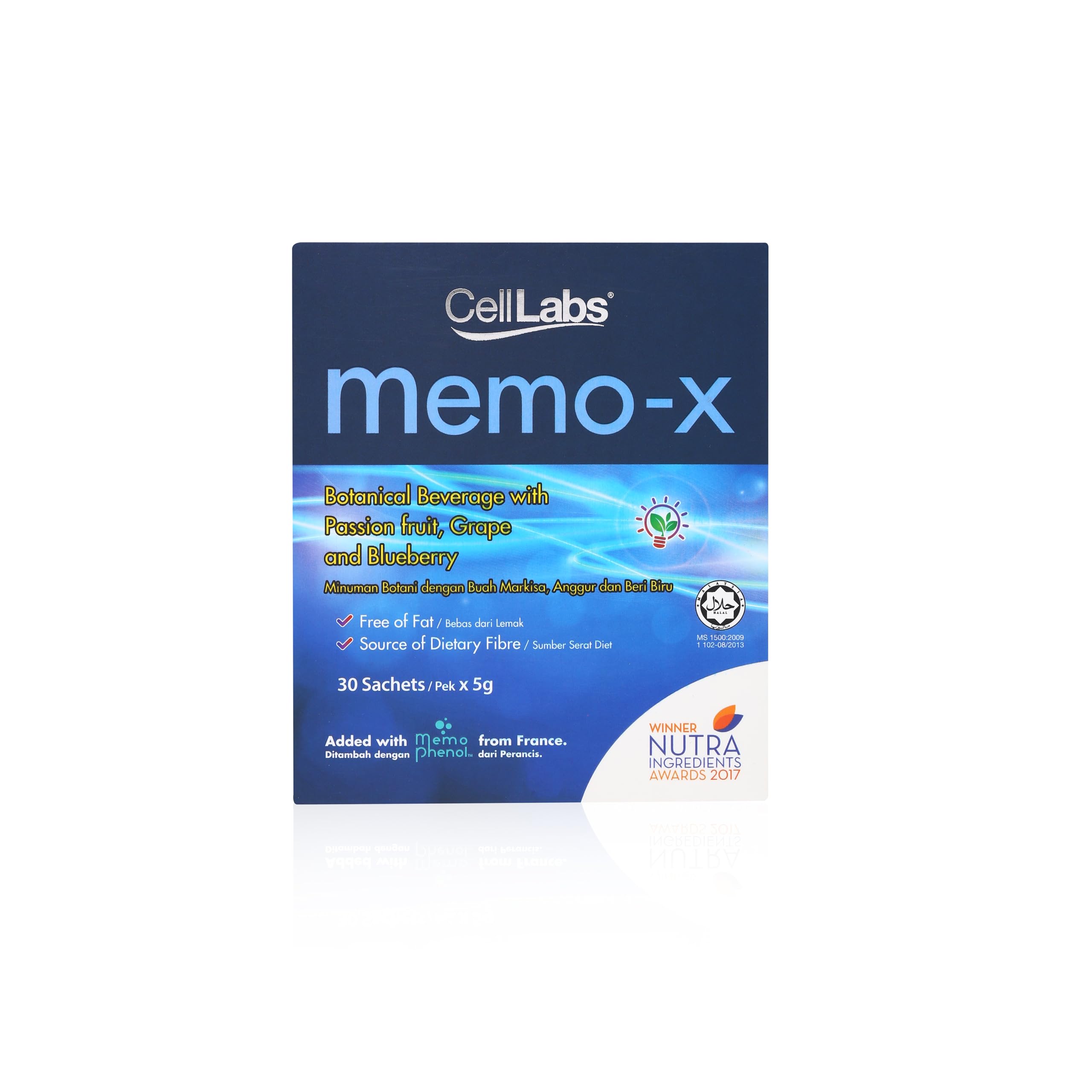 CellLabs [30 Sachets] Memo-X Natural Brain Supplement - Improve Memory, Mind Enhancement for Better Brain Energy, Increase Concentration, with Blueberry, Grape & Passion Fruit