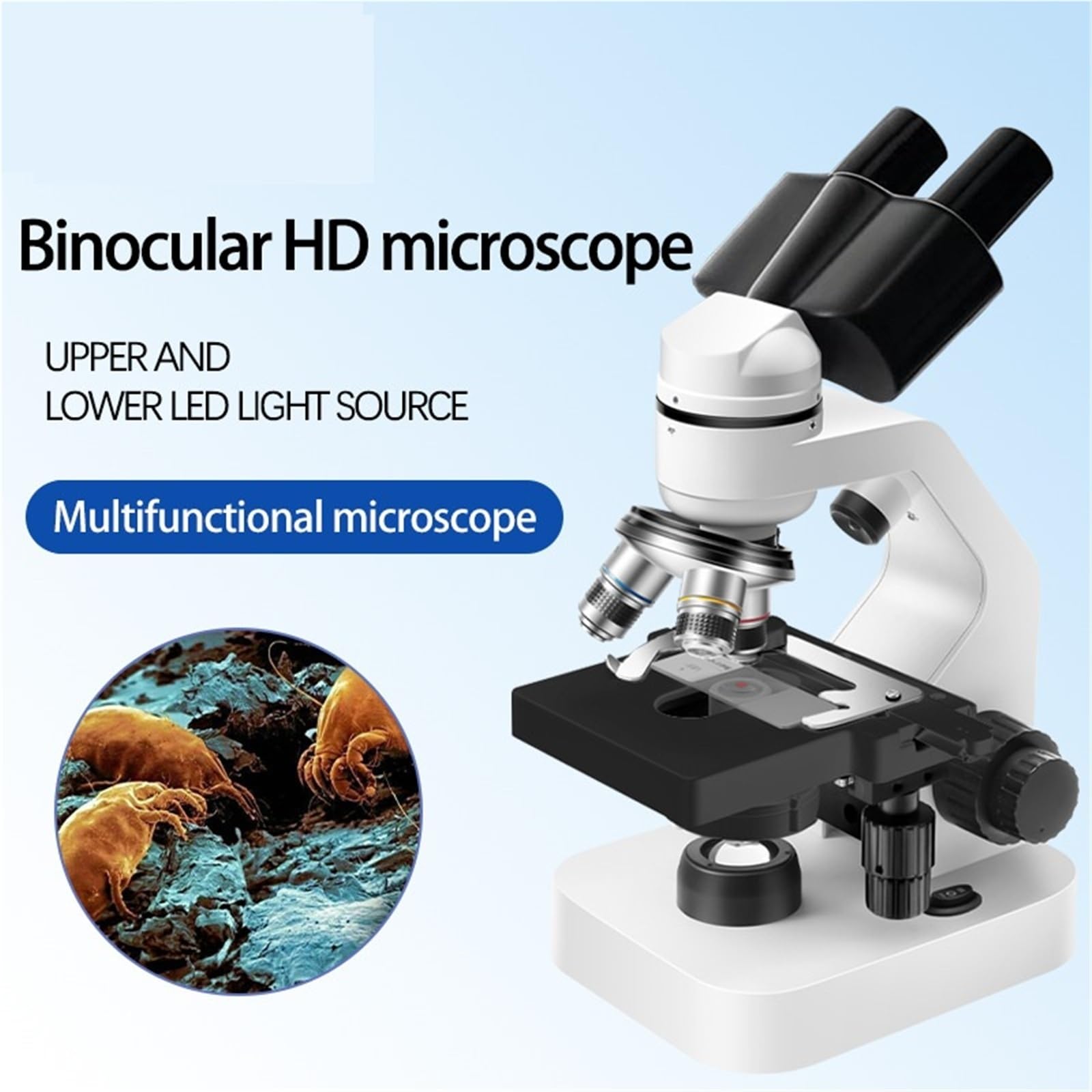Kompozytowy mikroskop lornetkowy 40X-2000X HD laboratorium biologiczne metalowy zestaw do obserwacji mikroskopowej nauka edukacja slajdy LED Łatwy w użyciu