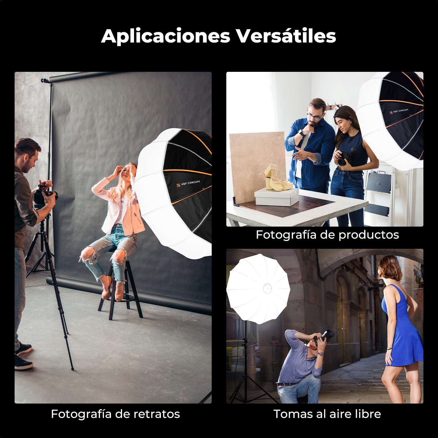 K&F CONCEPT Lantern Softbox 35.4"/90cm Prof. Ajustable Liberación Rápida | Kit Iluminación Montura Bowens, Modificador Luz Suave para Cine, Retratos, Entrevistas LL02