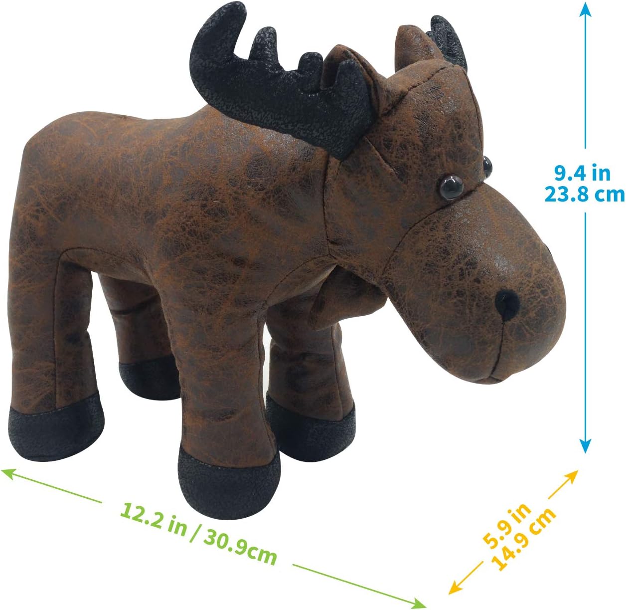 Best Deal 🛒 Faux Leather Fabric Animal Door Stopper Decorative Doorstops Moose Lover Gifts Stopper Wall Protectors Anti Collision Cute Brown