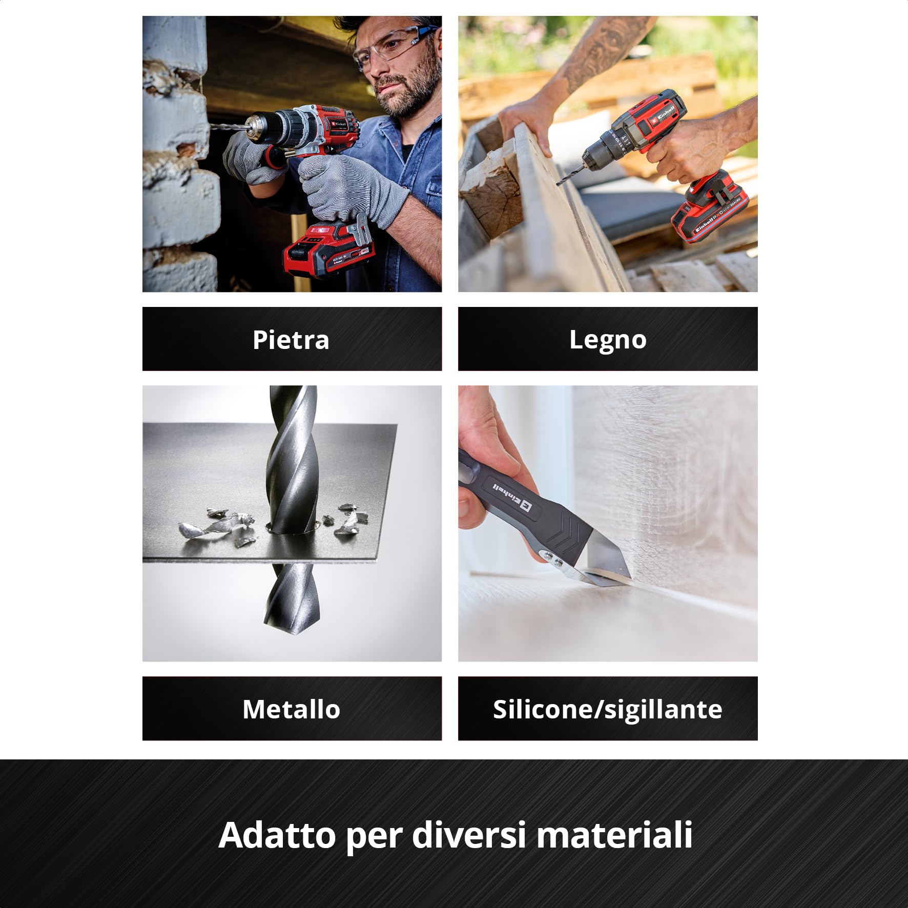 Original Einhell E-Case valigetta attrezzi 78 pezzi ristrutturazione (ristrutturazioni, punte trapano, inserti, utensile fughe, pinze, spatola, sega legno, chiave rullino, livella, valigetta sistema)