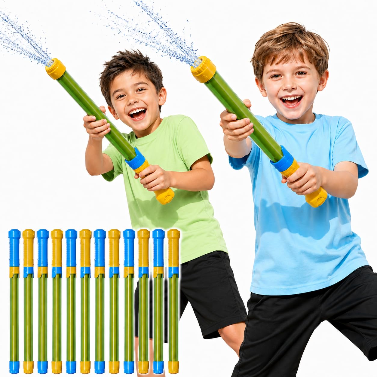 12 Pack Water Blaster Bulk Pool Toys Set for 3 4 5 6 7 8 Years Old Boys Kids, Long Water Guns Extra Long Shooting Range Squirt Water Shooter Outdoor Toys Summer Gifts for 3+ Years