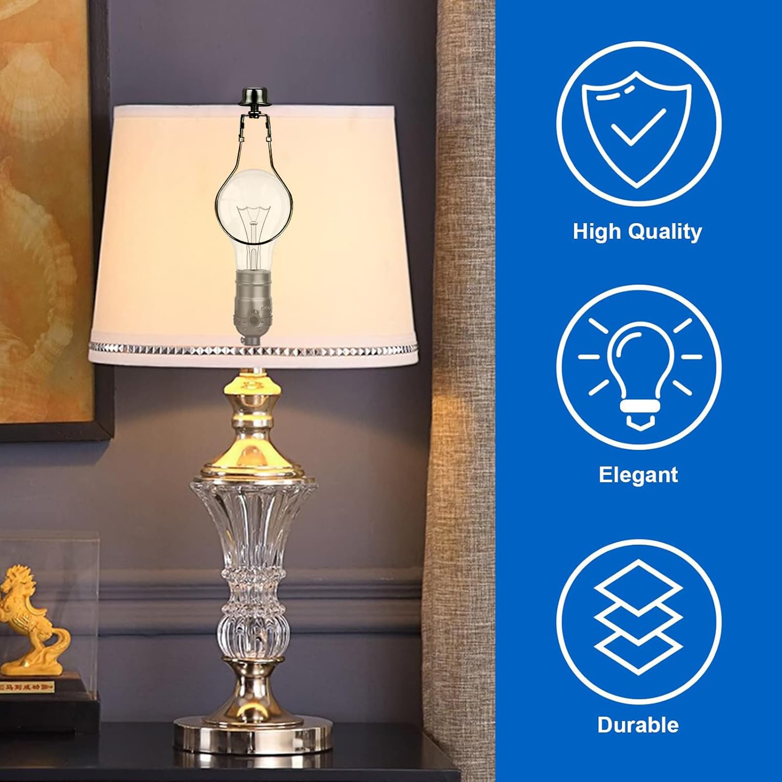 WEAVERBIRD 2 Pack Lamp Shade Holder, Silver Round Light Bulb Holder WEAVERBIRD 2 Pack Lamp Shade Holder, Silver Round Light Bulb Holder