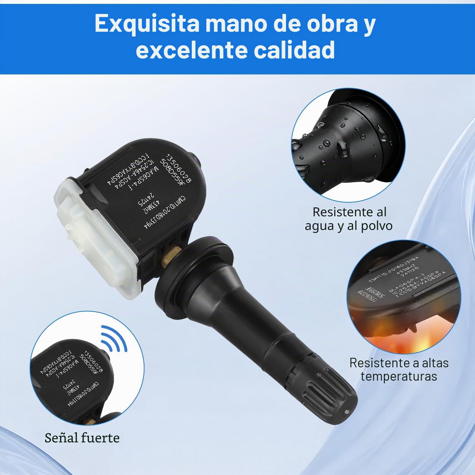 Sensor de monitor de presión de neumáticos para Opel TPMS de repuesto, sensor de presión de neumáticos, prevención de fugas de neumáticos, compatible con Adam Ampera Astra 2012 2017 (4 piezas)