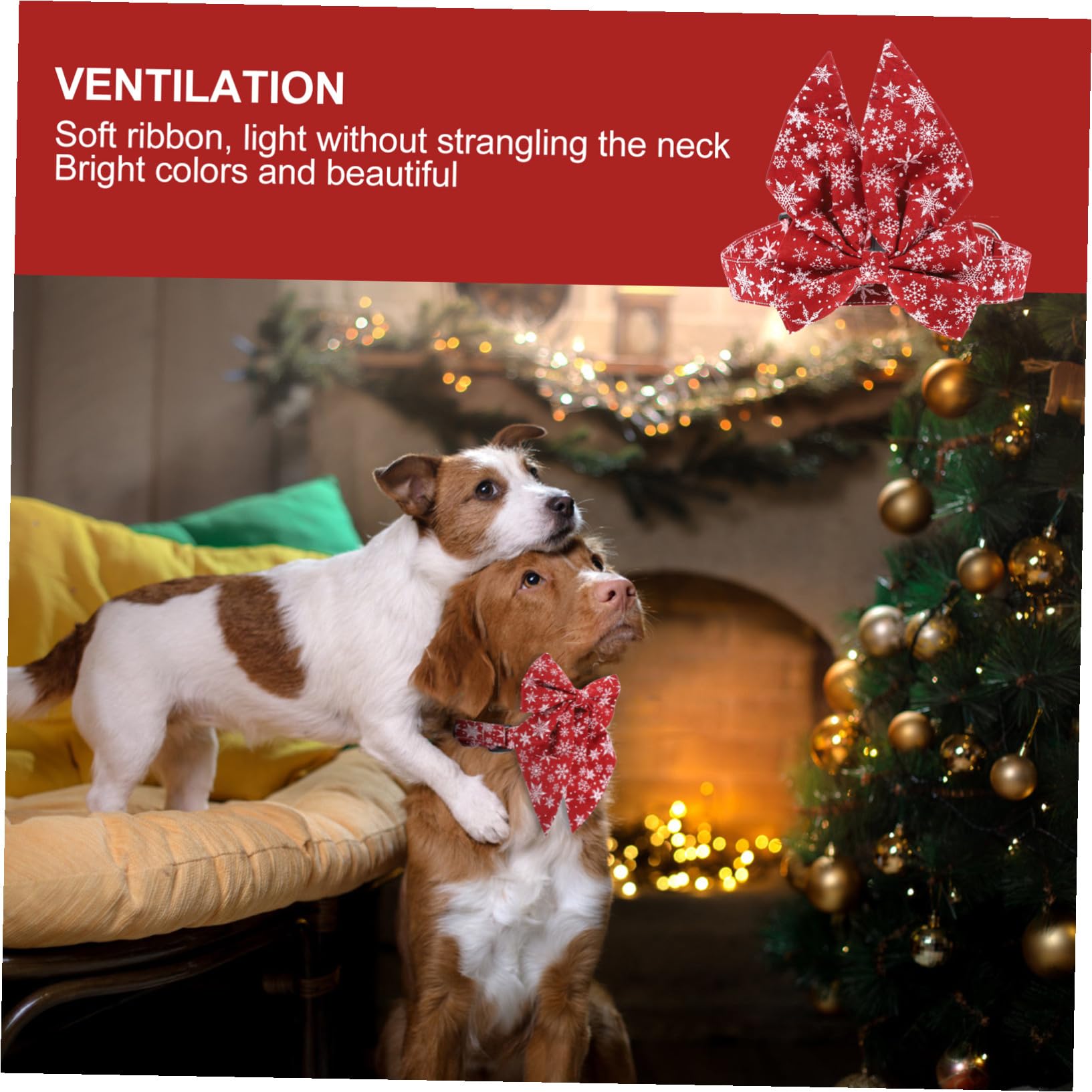 GANAZONO Collier de Noël pour Animaux avec Nœud Ajustable Collier pour Chat et Chien Accessoire Festif Réutilisable et Confortable pour Fêtes et Photos