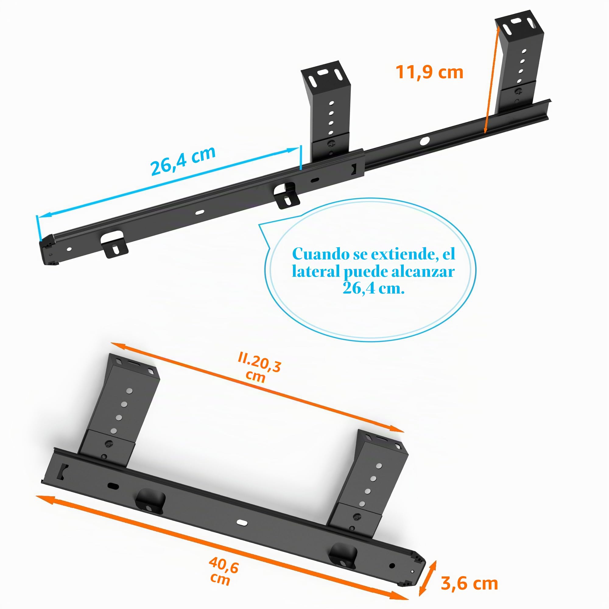 FRMSAET 305/355/405/455 mm Espesor Construcción de acero Teclado Cajón Deslizadores Bandejas Accesorios Gabinete Muebles Rieles de hardware (405 mm, Negro)