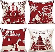 YCOLL Cuscini Natalizi per Divano Federe Cuscini Natalizi Cotone Biancheria Federe Cuscini Divano 45x45 4 Pack Cuscini per Divano per Decorazioni Natalizie