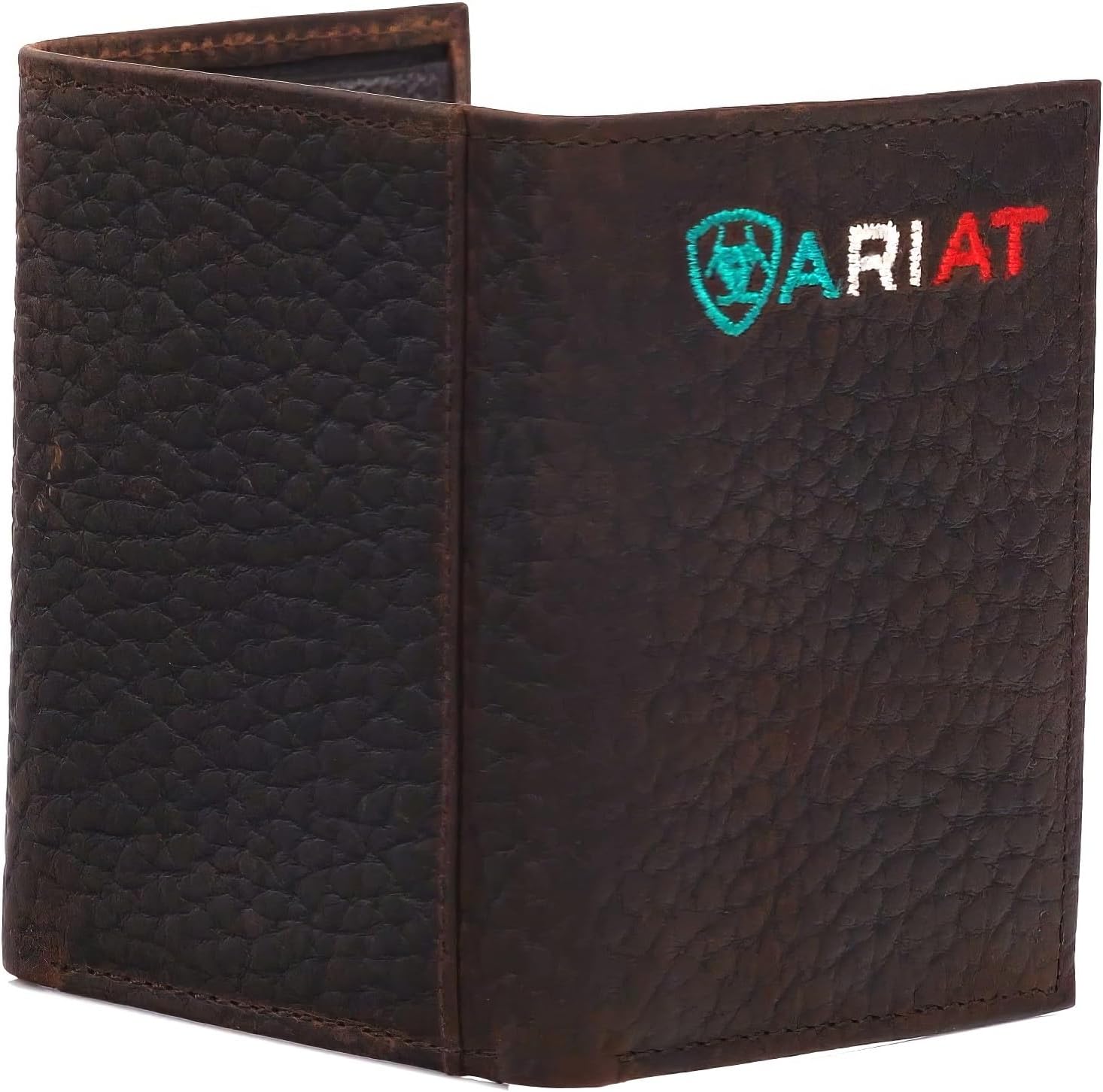 ARIAT® Men's Mexico Flag Logo Brown Leather Trifold Wallet - Image 2