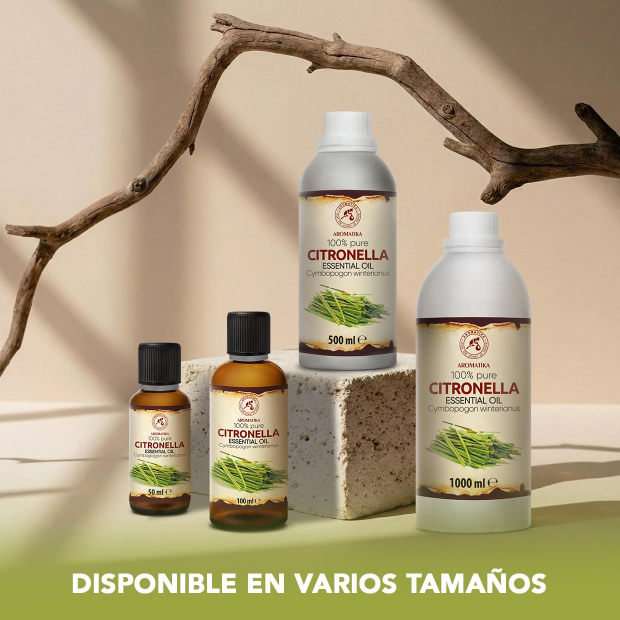 Aceite Esencial de Citronela 1000 ml - Cymbopogon Winterianus - Natural y Puro - Aceites Esenciales para Difusores - Fragancias para el Hogar - Jabones y Velas - Sauna - Aroma fresco - Aromaterapia