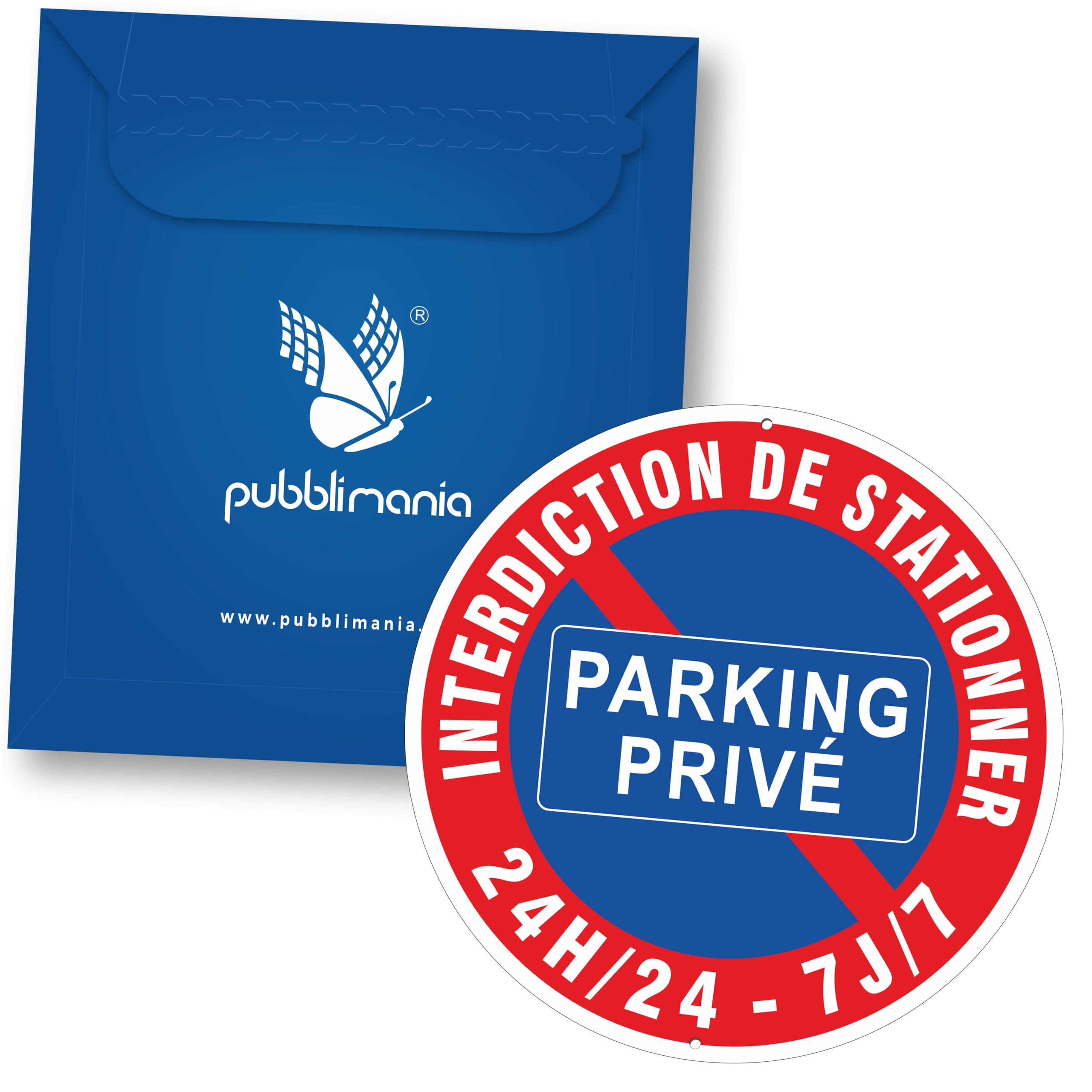 Pubblimania Parking Privé Panneau en aluminium composite de 3 mm. Pour usage extérieur ou intérieur (Parking Privè Cm Ø 30)