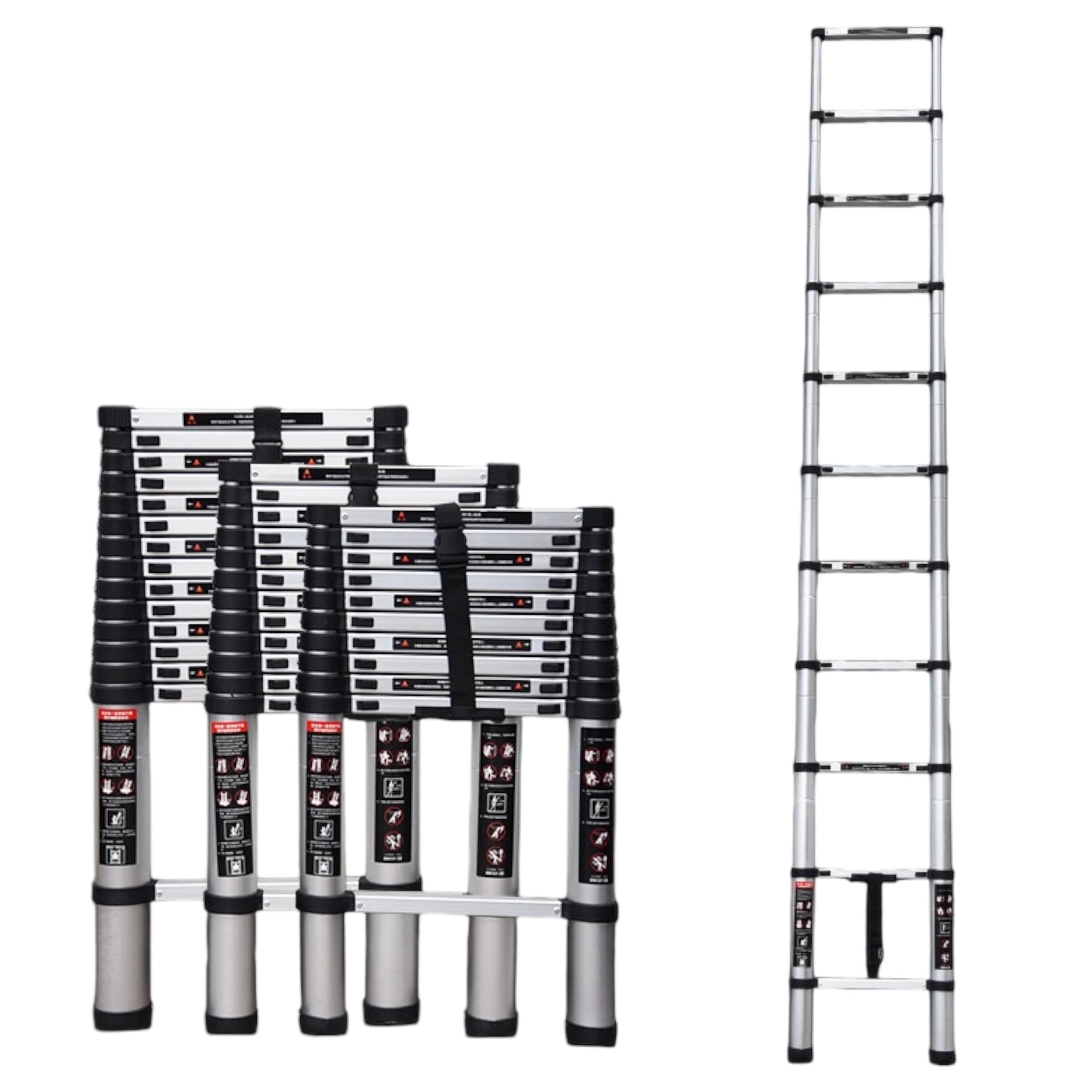 Escalera Plegable Telescópica de Aluminio Multiusos Portátil Extensible - Tamaños: 2 Metros | Fácil Uso y Mecanismo Sencillo | Botón de Bloqueo (2 Metros)