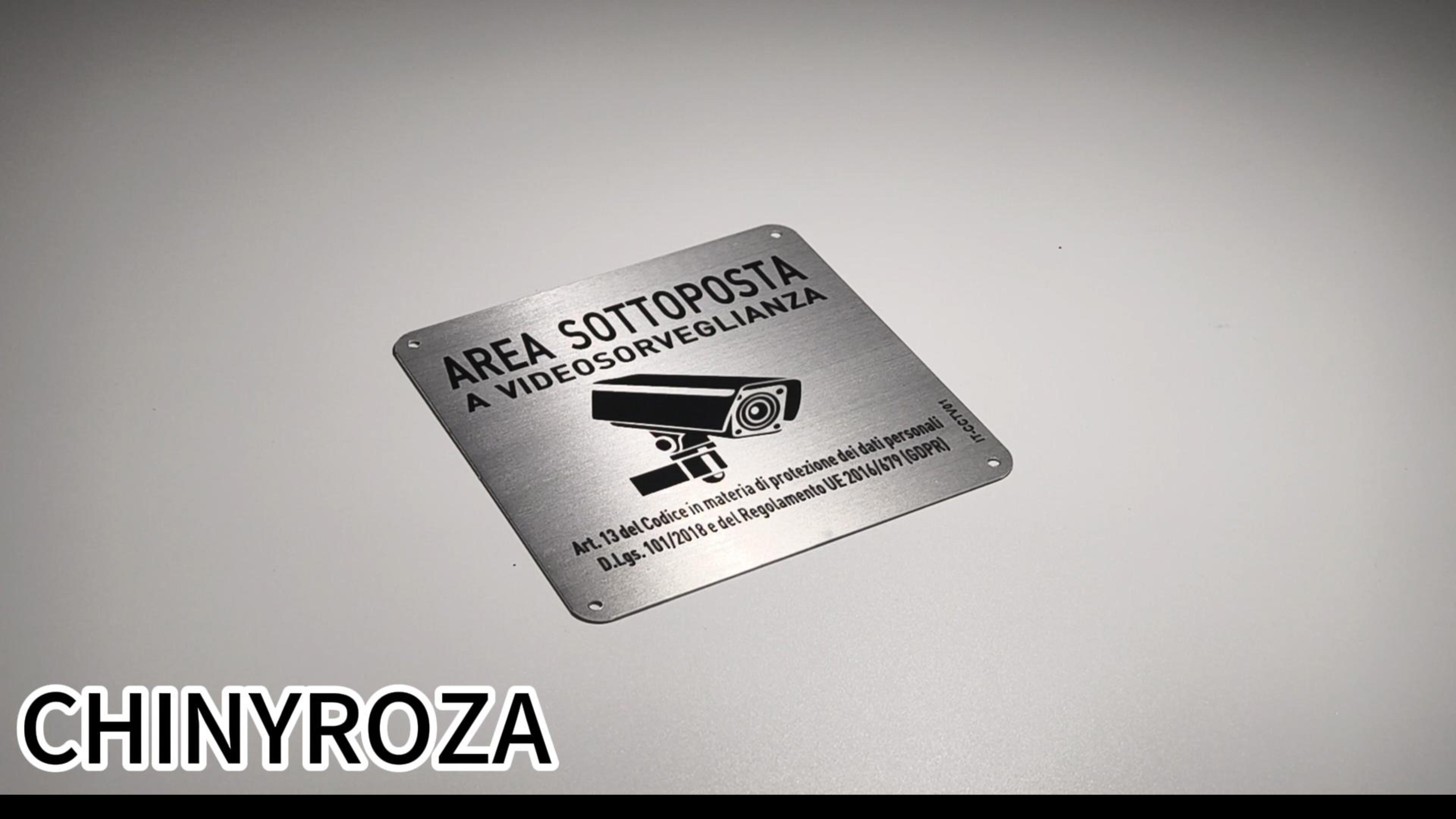 CARTELLO IN ALLUMINIO AUTOADESIVO 'AREA VIDEOSORVEGLIATA CON DECRETO Legge Dimensioni Mm 200x - Foto 9