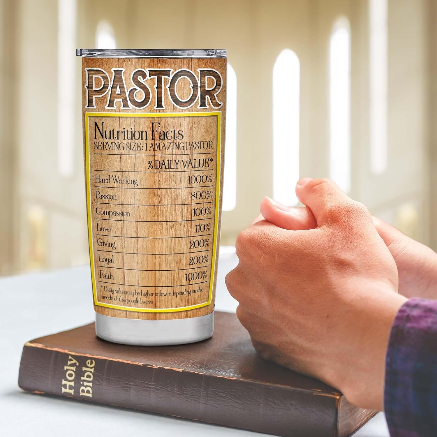 Pastor Appreciation 20oz Stainless Steel Tumbler - Thank You Gift for Men and Women - Christian Christmas Ideas for Pastor Appreciation Day - Image 3