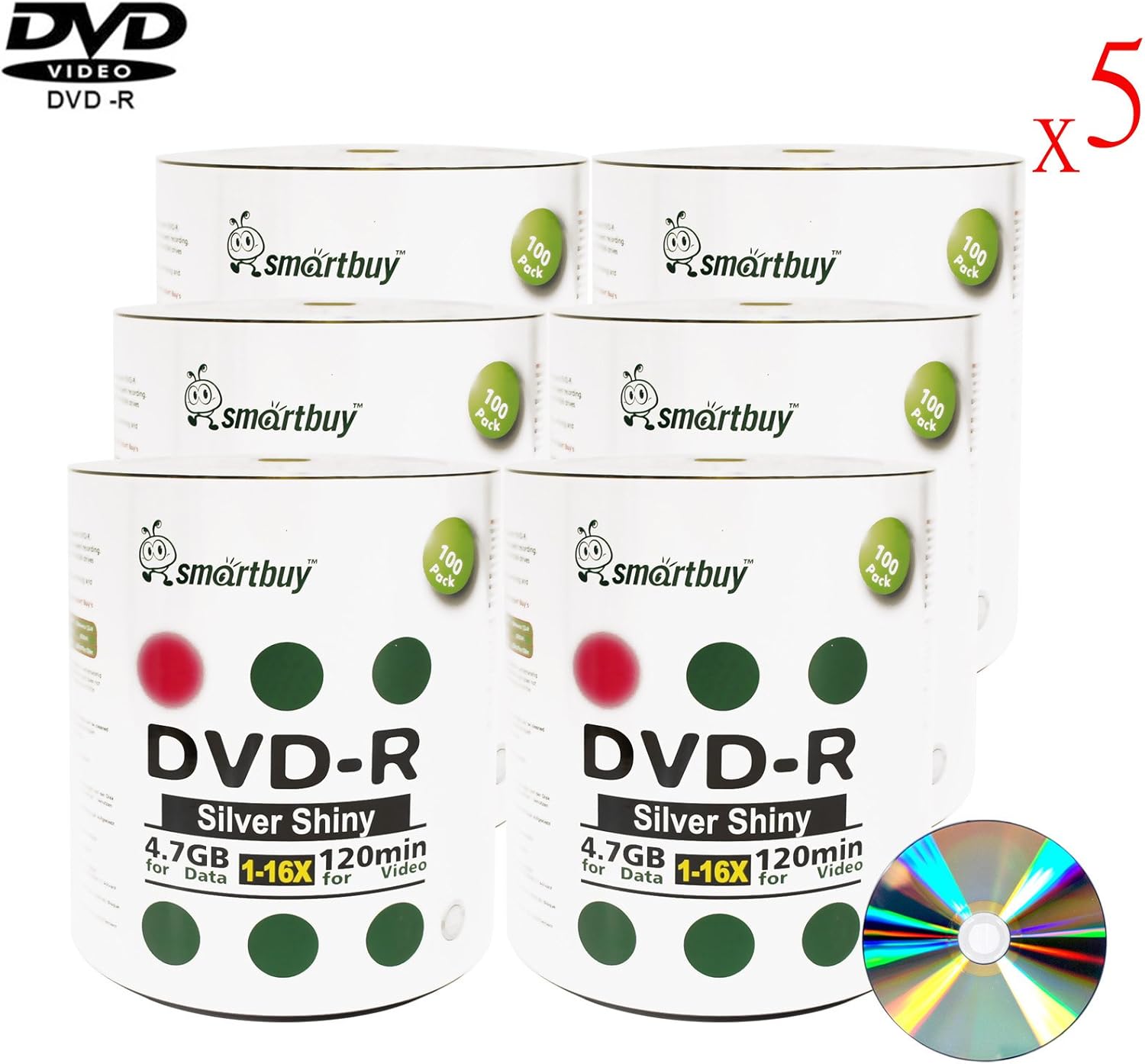 Smartbuy 3000-disc 4.7gb/120min 16x DVD-R Shiny Silver Blank Data Recordable Media Disc