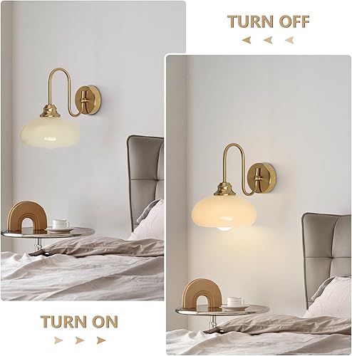 Miniatura 3 de KCO Iluminación de mediados de siglo moderna lámpara de noche montada en la pared latón dorado aplique de pared globo de vidrio tocador lámpara
