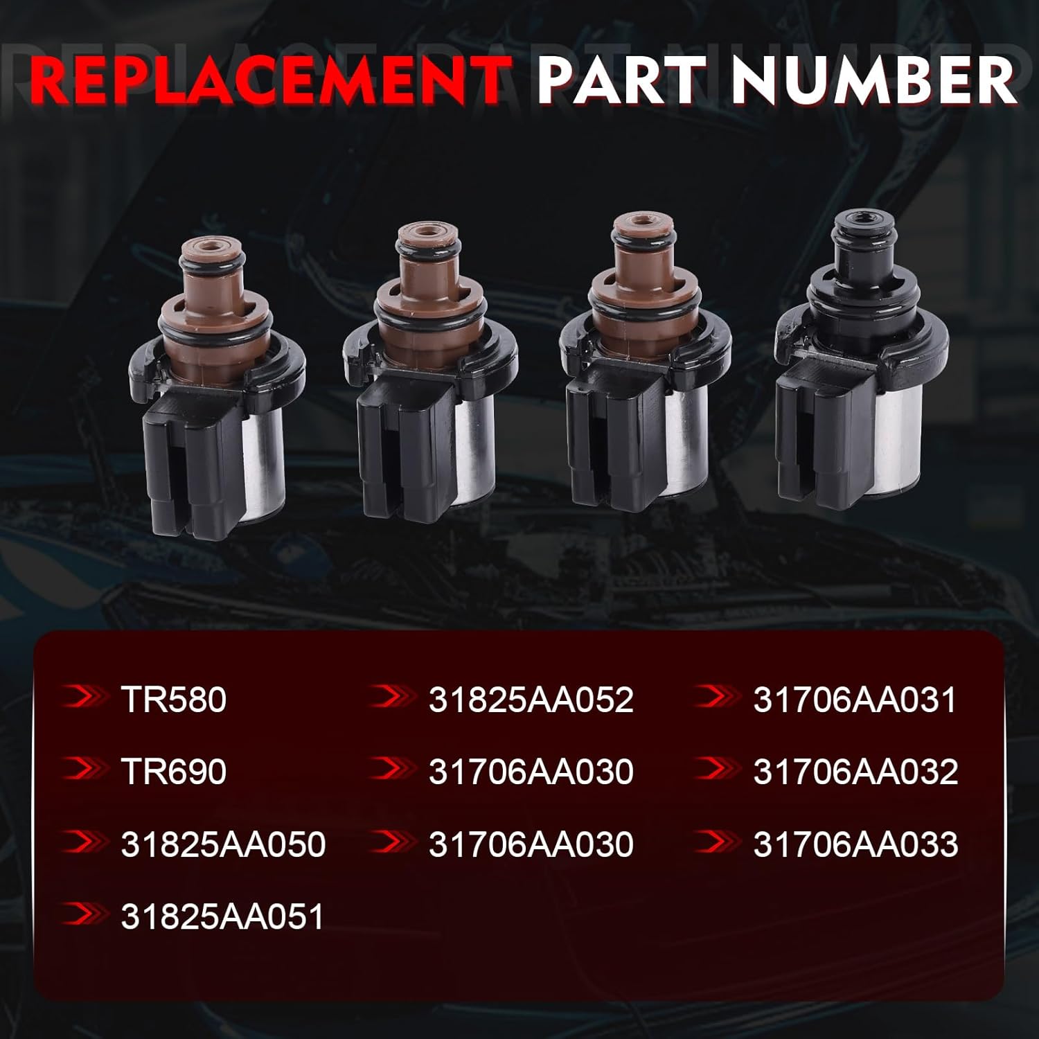 4PCS 3-3.5 ohms AWD Lock-Up Solenoid Valve Transmission Torque Converter, Transmission AWD Pressure Control Kit, Compatible with Subaru CVT Replace TR690 TR580 31825AA050 31825AA051 31825AA052