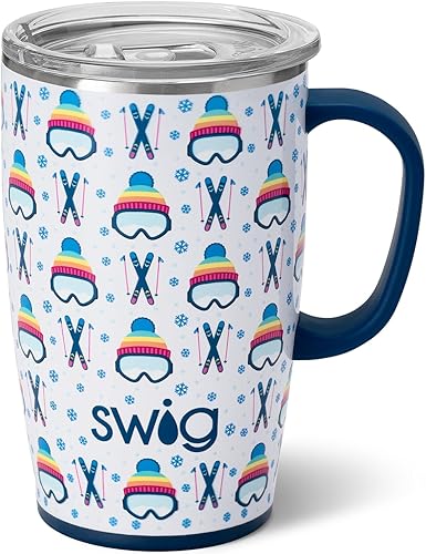 Swig - Taza de viaje de 18 onzas, vaso aislado con asa y tapa, apto para vasos, apto para lavavajillas, taza de café aislada de acero inoxidable con
