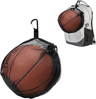 XHGWJHX Single Basketball Bag, Drawstring Football Bag Volleyball Bag Soccer Bag, Mesh ball Bag with Zipper Pocket for Car...