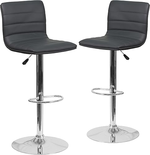 Miniatura 26 de Flash Funiture silla de bar ajustable con base cromada, Acero Vinilo, Marrón Marrón,Negro -,Gris,Blanco,Verde,Púrpura,Amarillo,Borgoña,Rojo -