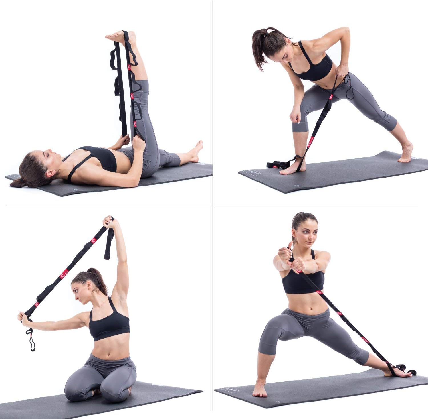 Yoga EVO Stretching Strap with Loops for Physical Therapy Yoga, Exercise and Flexibility Elastic Fitness Stretch Band + Exercise Instructions & Carry Bag : Sports & Outdoors