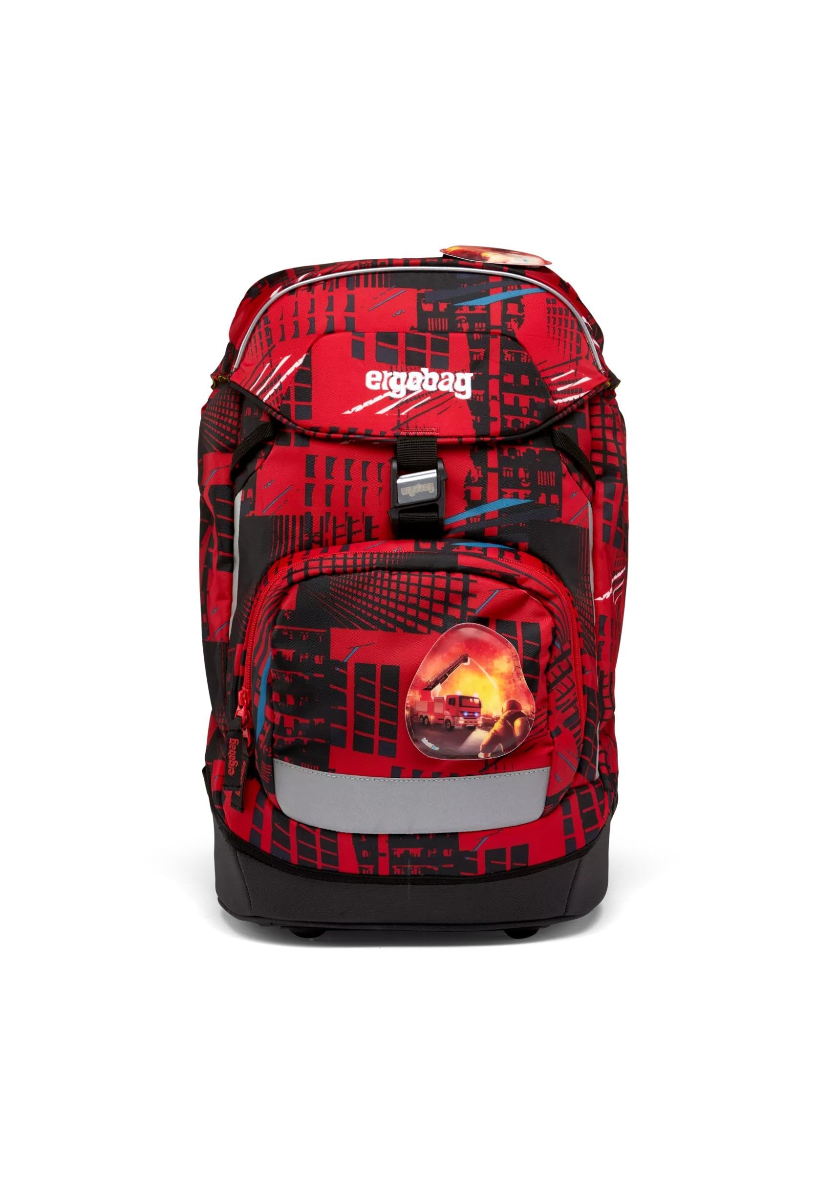 ergobag prime zaino scolastico elementare per bambini, idrorepellente, ergonomico, 20 litro, 1100g FireBear - Rosso