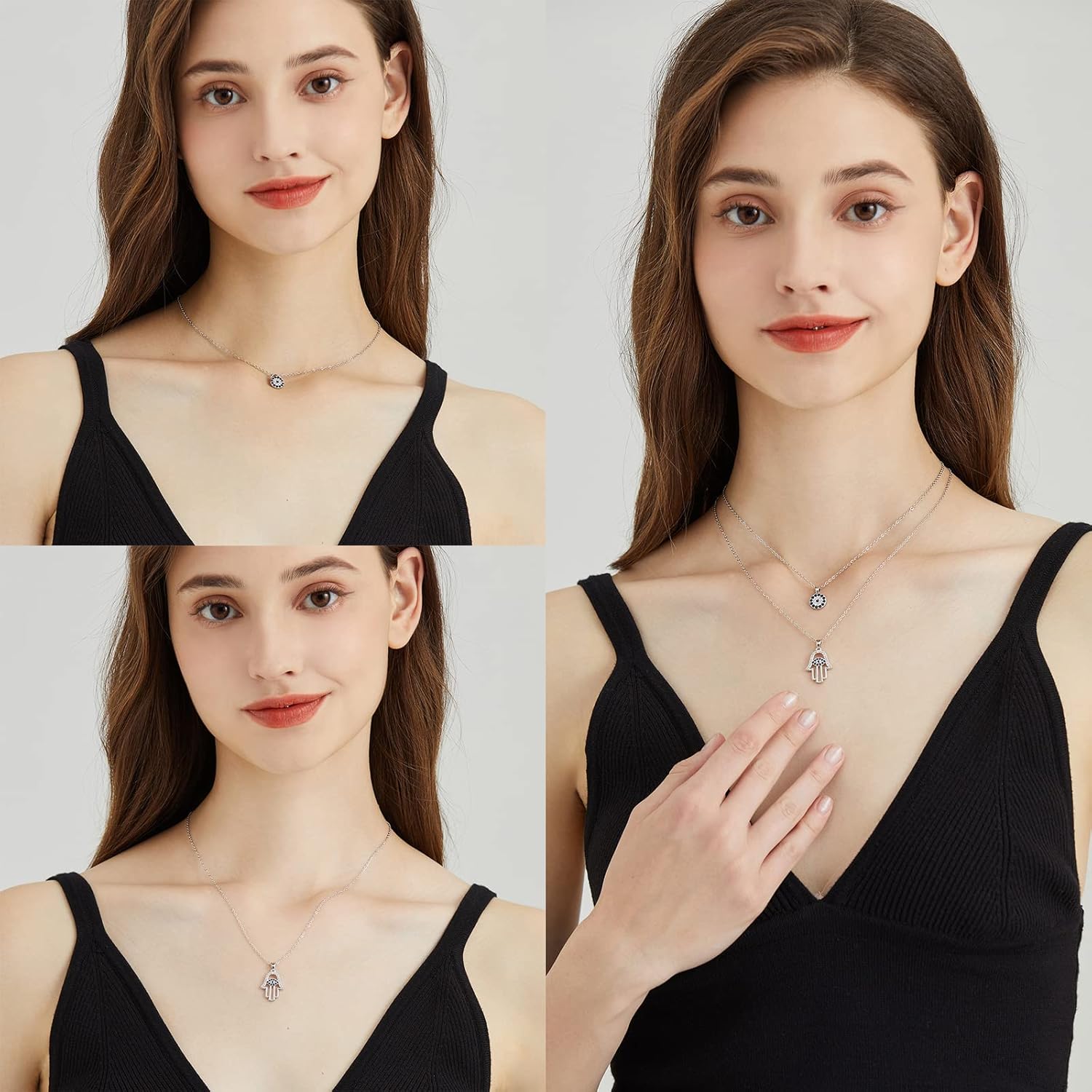 Evil Eye Necklace for Women 18K Gold Plated Evil Eye Layered Necklace Handmade Evil Eye Jewelry Adjustable Protection Necklace for Women - Image 4