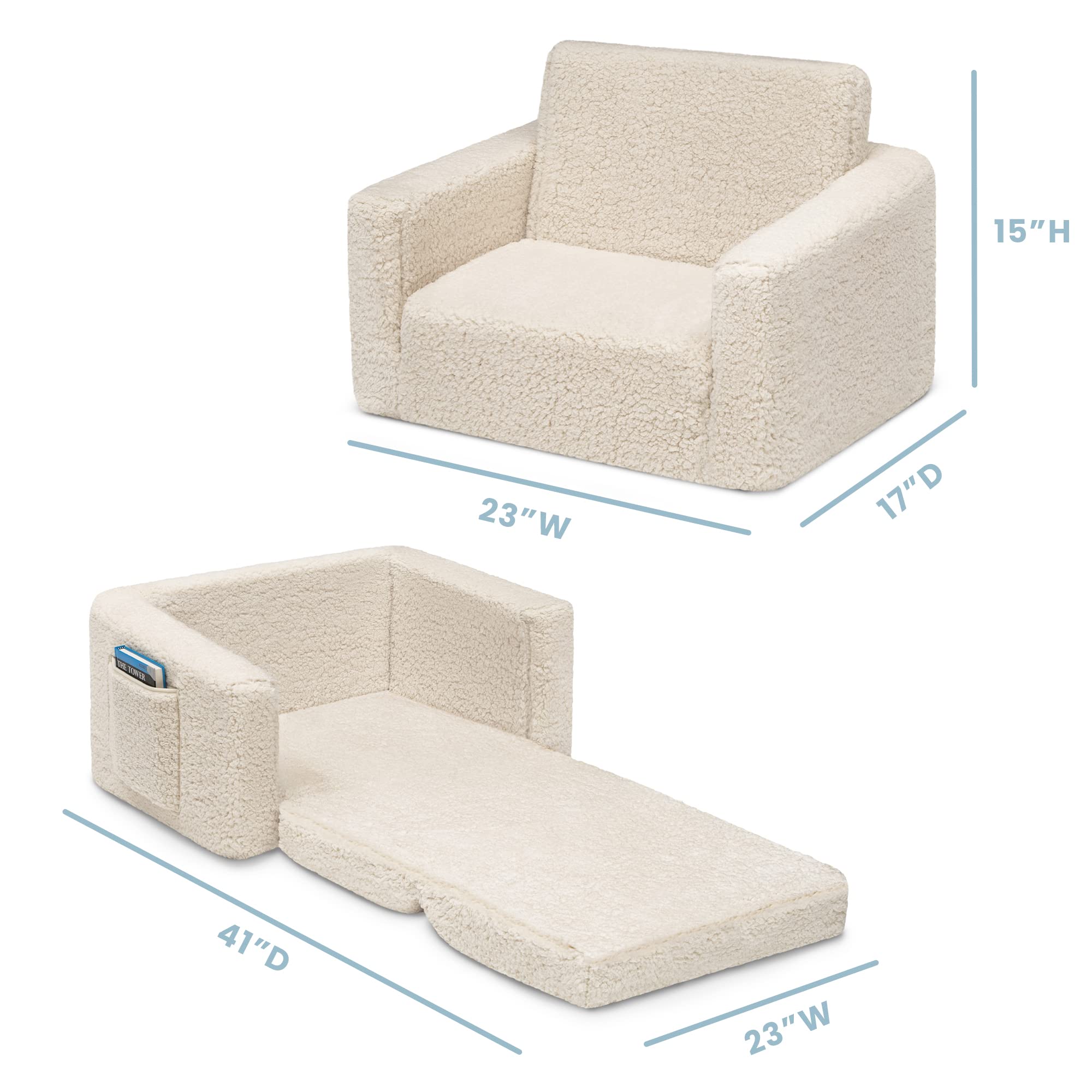 Delta Children Cozee Chair: Chair to Sleeper for Kids -3