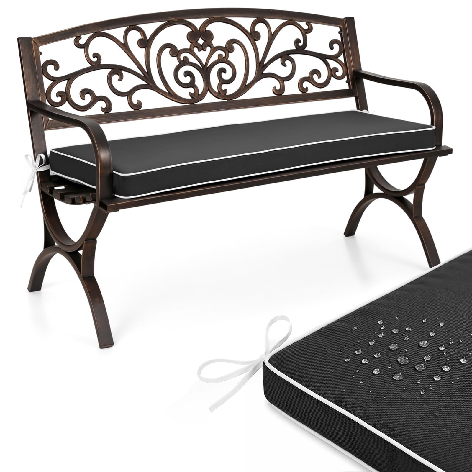 PTKG Outdoor Cushions 5cm Thick Double Piping Waterproof Outdoor Bench Cushions 2/3/4 Seater 50d High Density Foam Removable Zipper Cover for Garden Patio Window Seat Porch — image 1