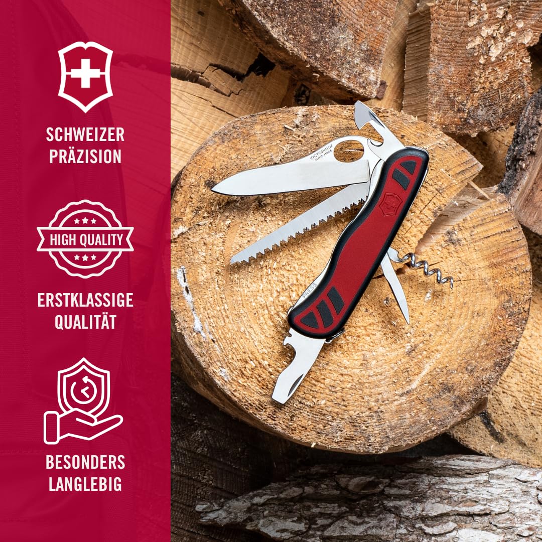 Victorinox Schweizer Taschenmesser Forester M, 10 Funktionen, Multitool mit Großer Klinge, Dosenöffner, Schraubendreher 3 mm, Einhand, Rot/Schwarz