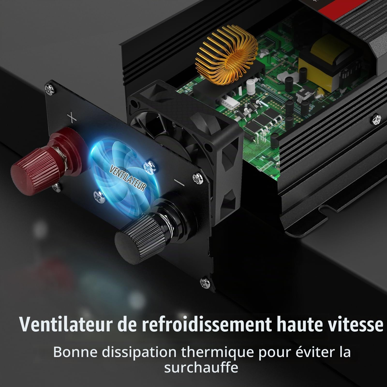 Yinleader Convertisseur 12V/24V vers 230V 1000W, Onduleur Auto-Détection