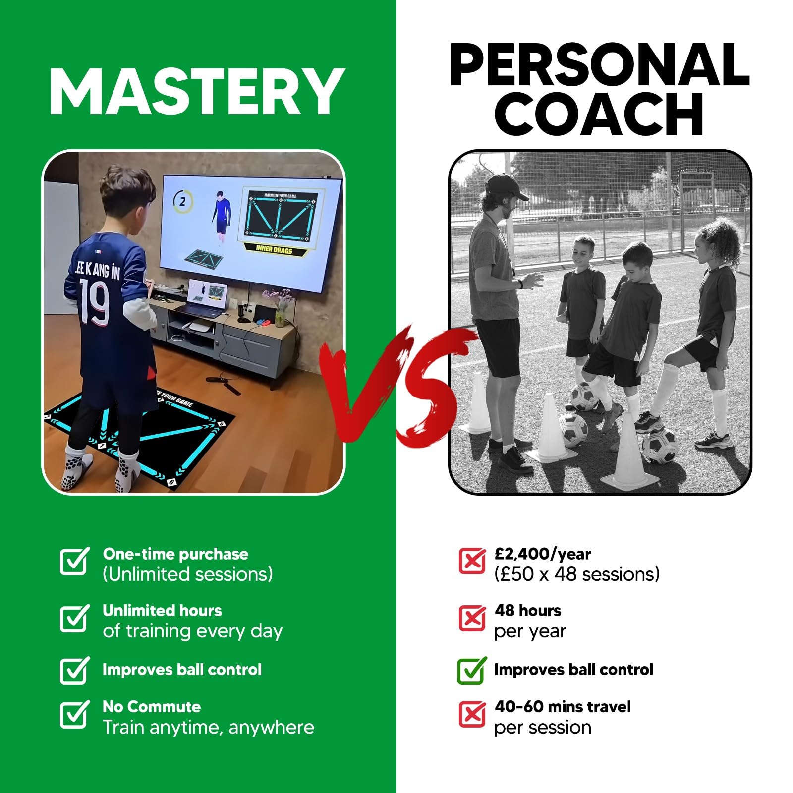 Football Training Mat, Soccer Mastery Skills Mat 90x60cm, Develop Confidence - Image 5