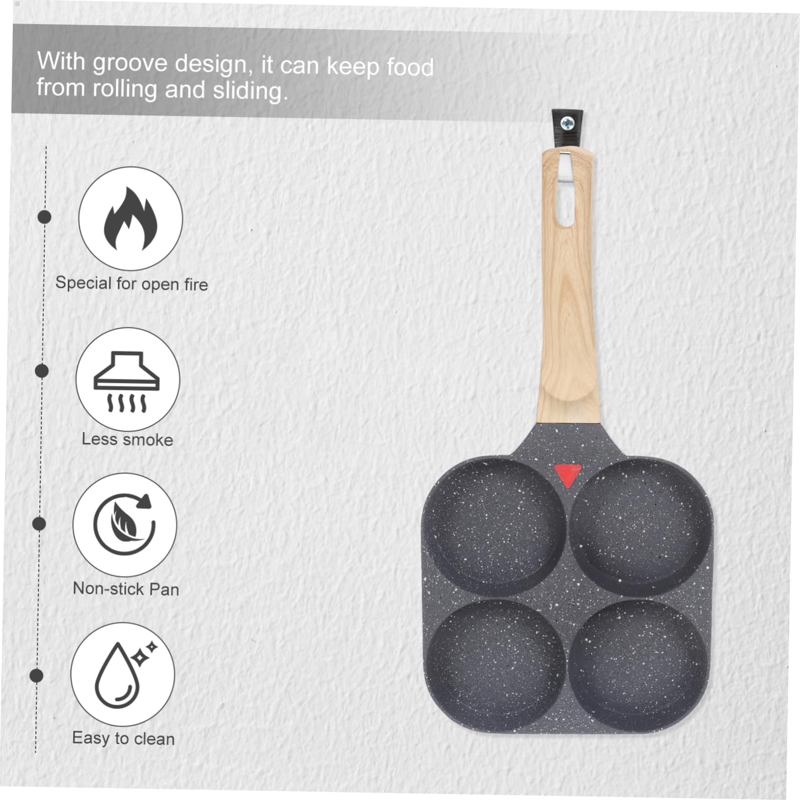 Cabilock 4fori Padella Per Uova Antiaderente Manic Legno Resistente Al Calore Per Cucinare Pancake e Frittate Casa Cucina