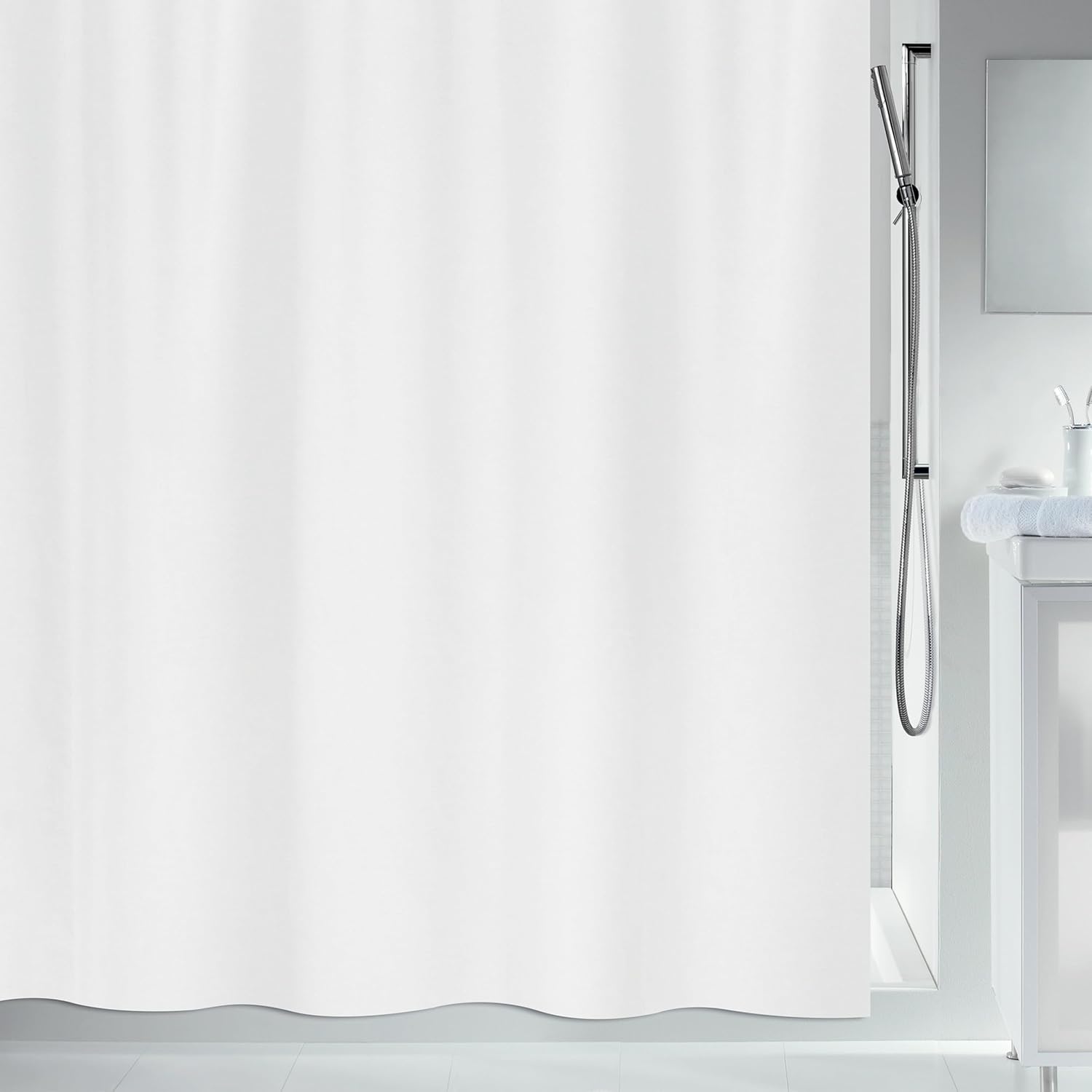 Spirella Primo White Shower Curtain Textile Wxh: 71x71 In. (180x180cm.)