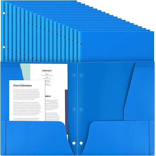 Henoyso 36 carpetas de 4 bolsillos con 3 agujeros perforados de plástico resistentes carpetas de 4 bolsillos para carpetas de 3 anillos para uso en