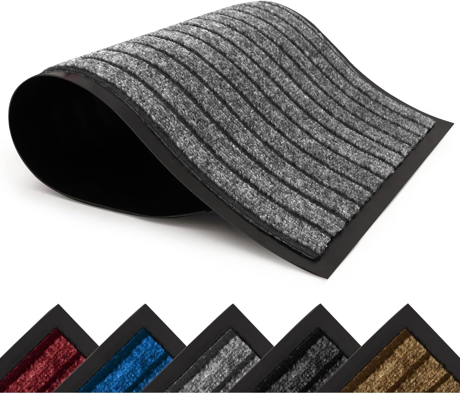 Imperial Rooms Grey Door Mat Non Slip – Rubber mat 50x80cm Machine Washable Door Matts indoor Dirt Trapper Super Absorbent Door Mats Outdoor