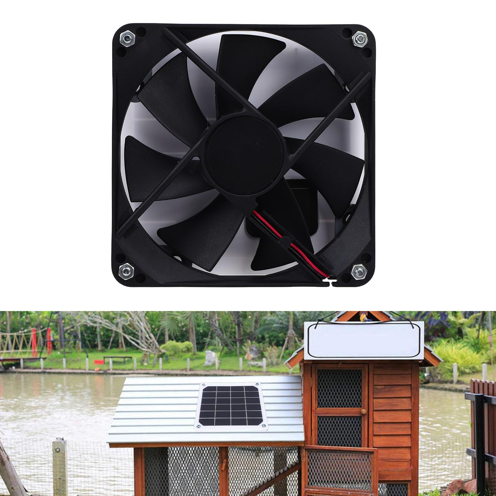 Qcwwy Ventilador de Ventilación Solar Extractor Solar 2 en 1 Ventilador con Energía para Invernadero Al Aire Libre Gallinero Electrodomésticos