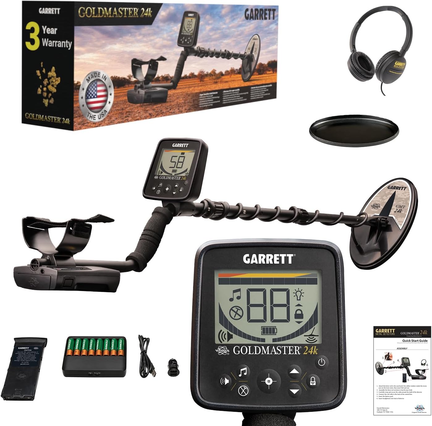 Garrett - Goldmaster 24k - Gold Metal Detector for Adults - High Frequency 48 kHz Metal Detector for Gold - Made in USA - Wired Headphones Included