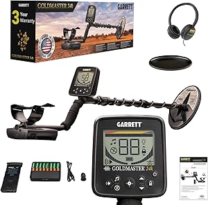 Garrett - Goldmaster 24k Gold Metal Detector for Adults - Wired Headphones Included - Features Iron Cancelling, Backlight, Pinpoint Mode, and More